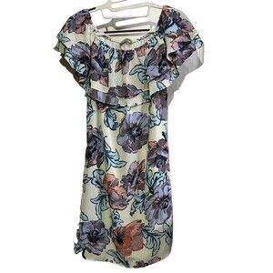 Everly bright floral off the shoulder cinch dress size small NWT